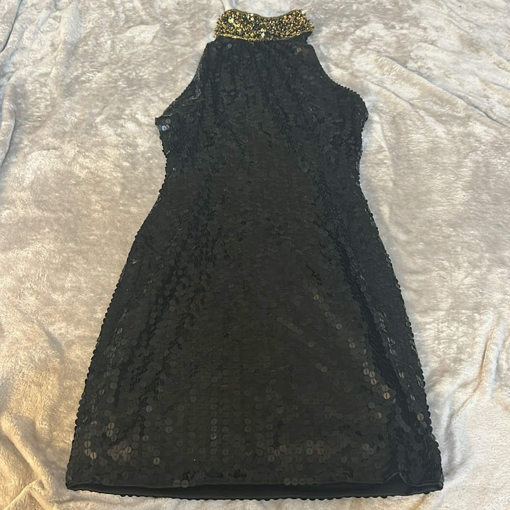 Scala vintage sequin halter mini dress